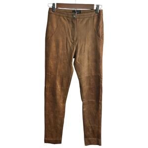 New JLUXLABEL Faux Suede Skinny Pants •S• Slim Caramel Brown Cognac $128